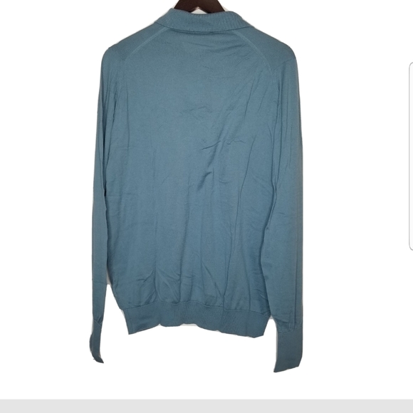 John Smedley Polo Longsleeves Sweater 100% sea Island Cotton Size XL Blue - Picture 3 of 7